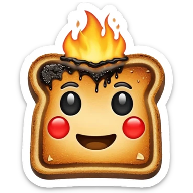 a piece of burning toast sticker