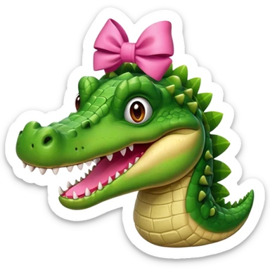 Crocodilo com um laço rosa na cabeça  sticker