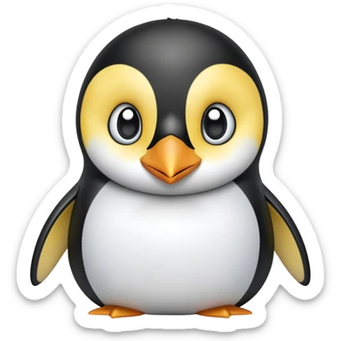cinematic-cute-emperor-penguin-portrait-emoji,-head-tilted-playfully-and-inquisitively,-with-glossy,-pristine-plumage-accented-by-a-bright-beak-and-round,-sparkling-eyes-filled-with-curiosity,-simplified-yet-irresistibly-adorable-features,  sticker