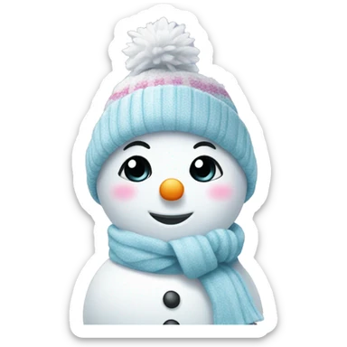 Cute girly snowman sticker