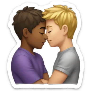 gay boys kiss sticker