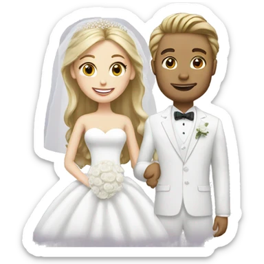 white bride and white groom sticker