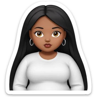 fat dark pretty bratz girl with black straight hair and white full sleeve sticker