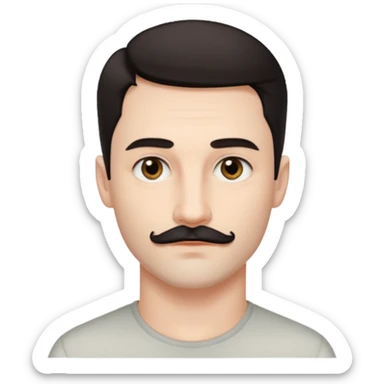 So pretty handsome bratz man, with black black black  eyes,  short dar, short mustache pale skin, defined jawlines sticker