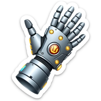 cybernetic gauntlet with integrated too sticker