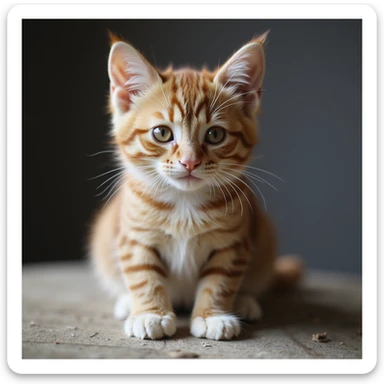 a realistic cat with strawberry patterned fur, bushy eyebrows, and white toes, photorealistic, detailed, lifelike sticker