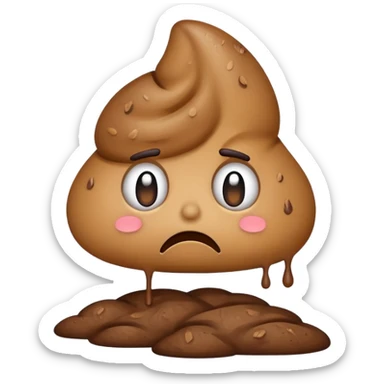 unhappy poop with frown sticker