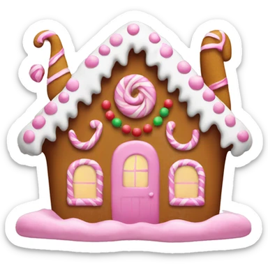 pink Christmas gingerbread house sticker