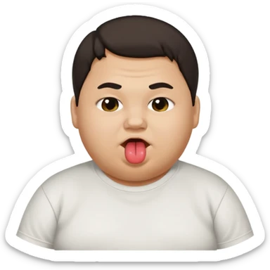 Fat teen from kosovo with flat hair covering his forehead, with his tongue out sticker