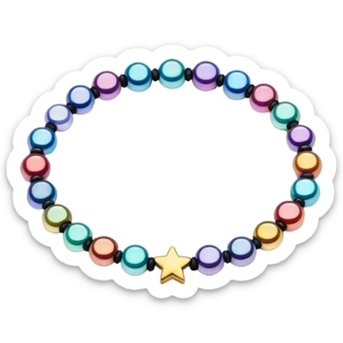 colourful round beaded bracelet with some star beads sticker