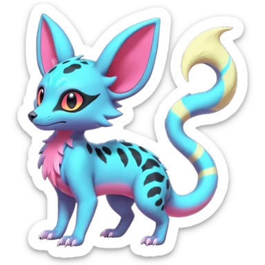 Neon pastel Salandit-Umbreon-Genet-Noivern-Civet-Hybrid (Full body) sticker