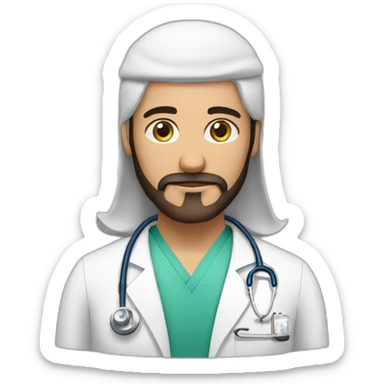 Arab medical doctor with trimmed beard almost not visible sticker