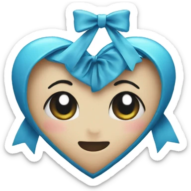 heart with a bow emoji but blue sticker