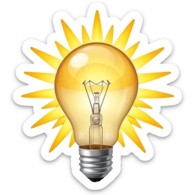 eine glühbirne mit hellen strahlen, die von innen nach außen strahlen wie ein stern sticker