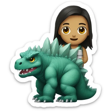Godzilla holding a Godzilla plushie sticker