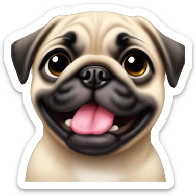 baby pug sticking out tongue sticker