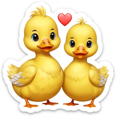 Two ducks or chicks with a heart in the middle  sticker