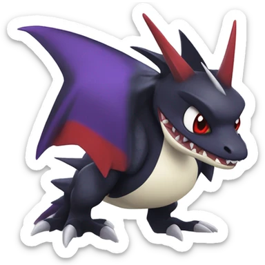 Black Cool Edgy Nargacuga-Garchomp-Noivern-Noibat Fakémon  with White and Red and purple and black Edgy markings sticker