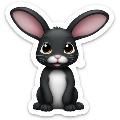 Black bunny with white tummy sticker