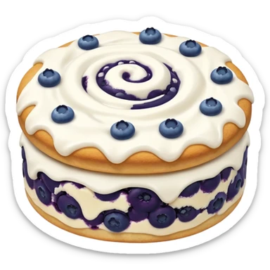 plain blueberry biscuit with 1 icing swirl on top sticker