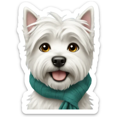West highland terrier wearing scarf sticker