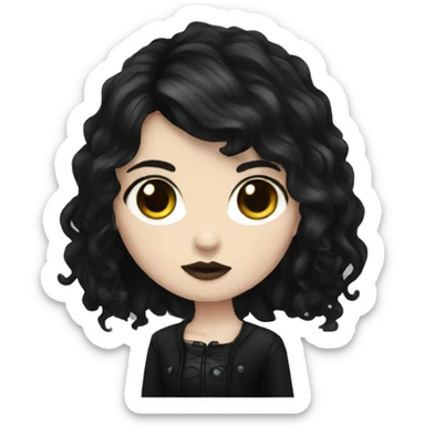 white girl, dark hair, goth style sticker