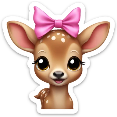 baby deer with fairy wings and a pink bow around its neck  sticker