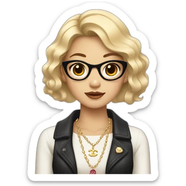 Blonde Asian girl with Chanel bag and necklace sticker