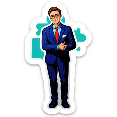 Man with a correct answer sticker