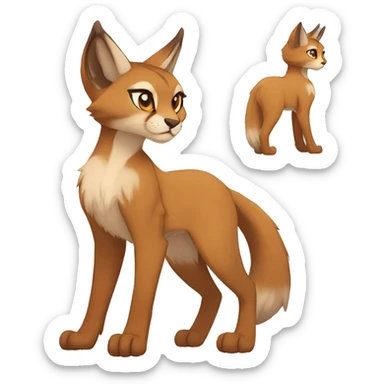 Anthro Beige-Orange-Brown Fur-Sona-Fakemon Lynx-Caracal Full Body sticker