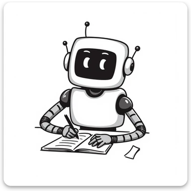 robot writing in a notebook sticker
