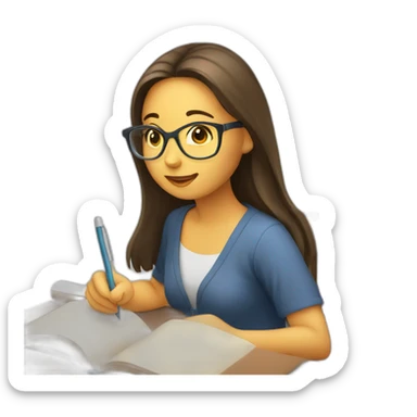 girl studying sticker