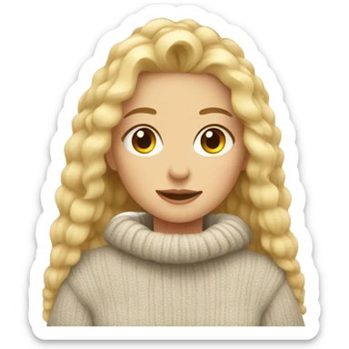 blonde girl in cozy sweater cartoon sticker