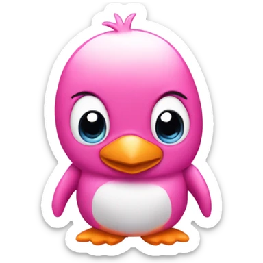 Pink penguin with ears sticker