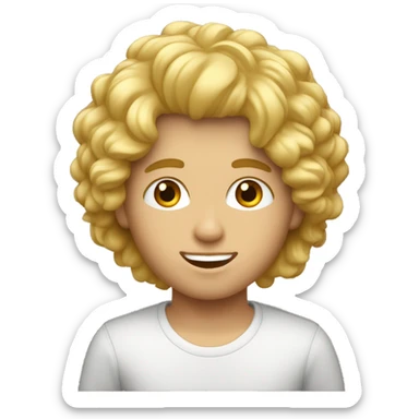 Garçon cheveux bouclée blond avec des yeux marron sticker