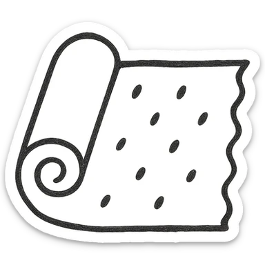 Google Material Design icon for 'Fabrics' with a clean, minimalist, 2D look, featuring a stylized fabric roll or textile pattern sticker
