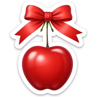 Red cherry with a red ribbon bow sticker