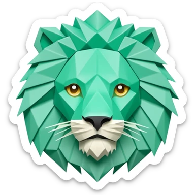 origami lion in color green mint rgb(168, 251, 211) sticker