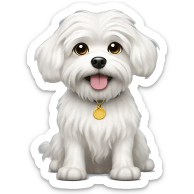 White dog with curly hair maltese sticker