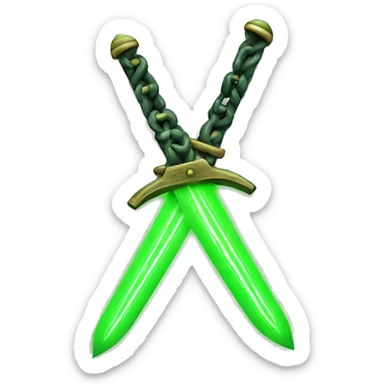 green neon swords attached by chain sticker
