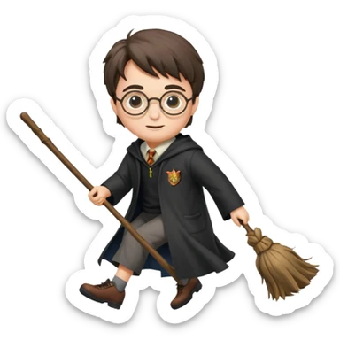 Harry potter riding a broomstick sticker