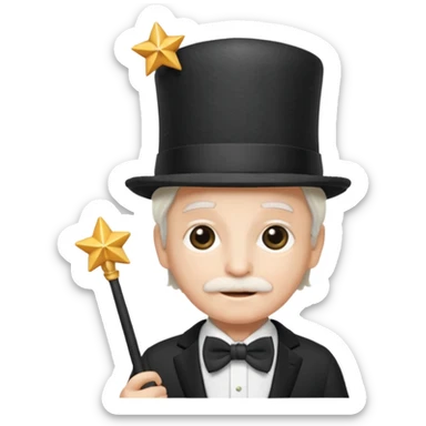 67 kid with a bowtie, a fancy hat and a wand sticker