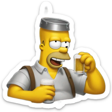 Homer Simpson buvant une bière sticker