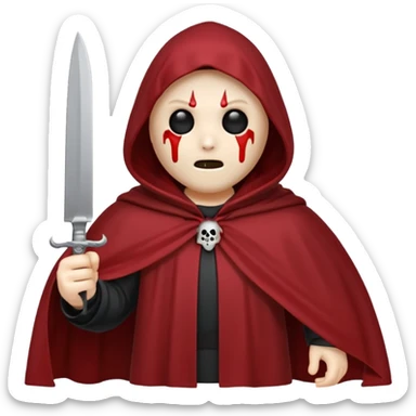 make a ghost face emoji with a cloak on and a bloody knife from the movie scream sticker