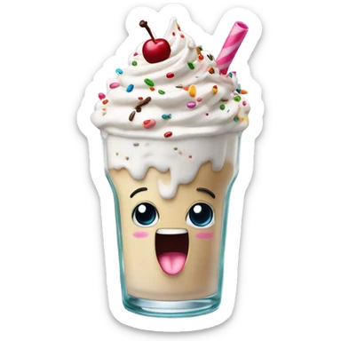 Milkshake with a face sticker