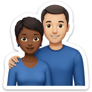 mixte couple black girl  with very short hair , dark haired white man around 40 years old sticker