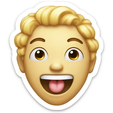 Wheezing laughing emoji with eyes squinted and mouth open sticker