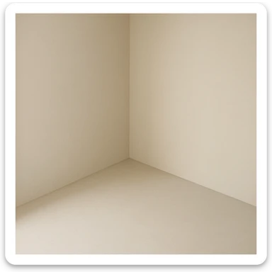 a room corner with two walls, high-angle view, minimalistic style sticker