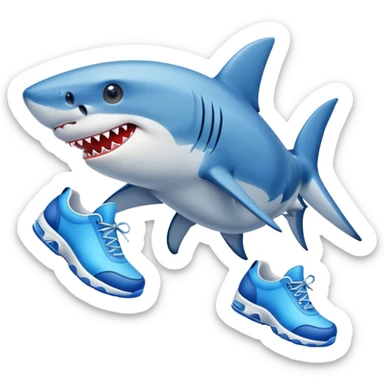 A shark with blue shoes sticker