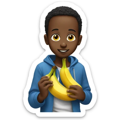 somali boy eating banana  sticker